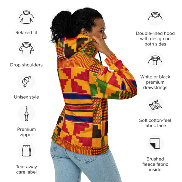 Kente print Unisex zip hoodie - Image 4