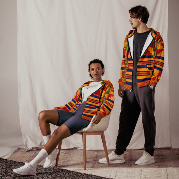 Kente print Unisex zip hoodie