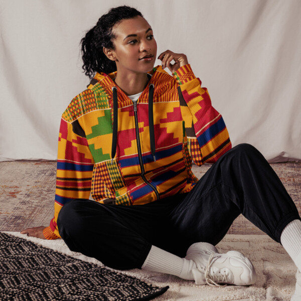 Kente print Unisex zip hoodie - Image 2