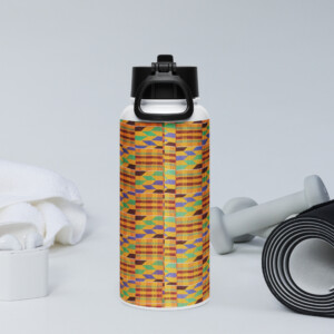 Kente print Stainless steel water bottle with a straw lid