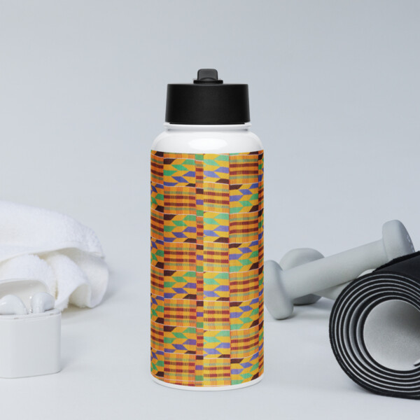 Kente print Stainless steel water bottle with a straw lid - Image 4
