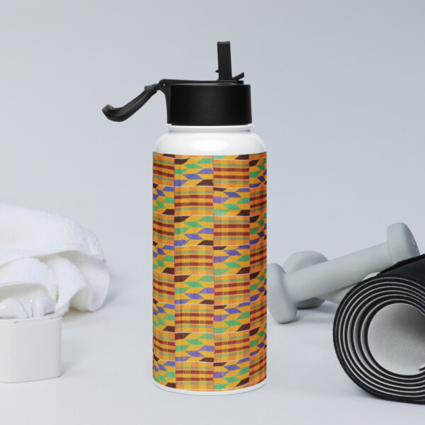 Kente print Stainless steel water bottle with a straw lid - Image 2