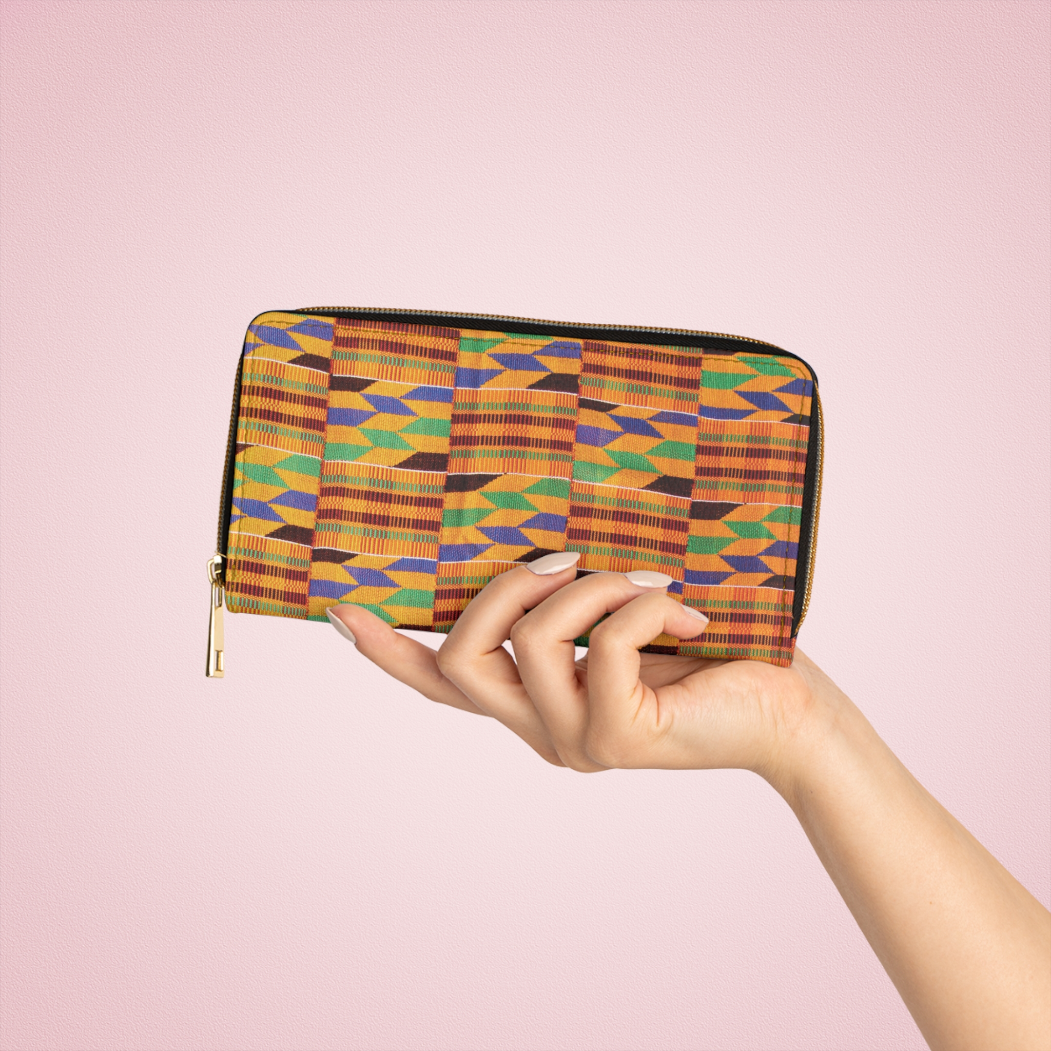 Kente Print Zipper Wallet - Image 5