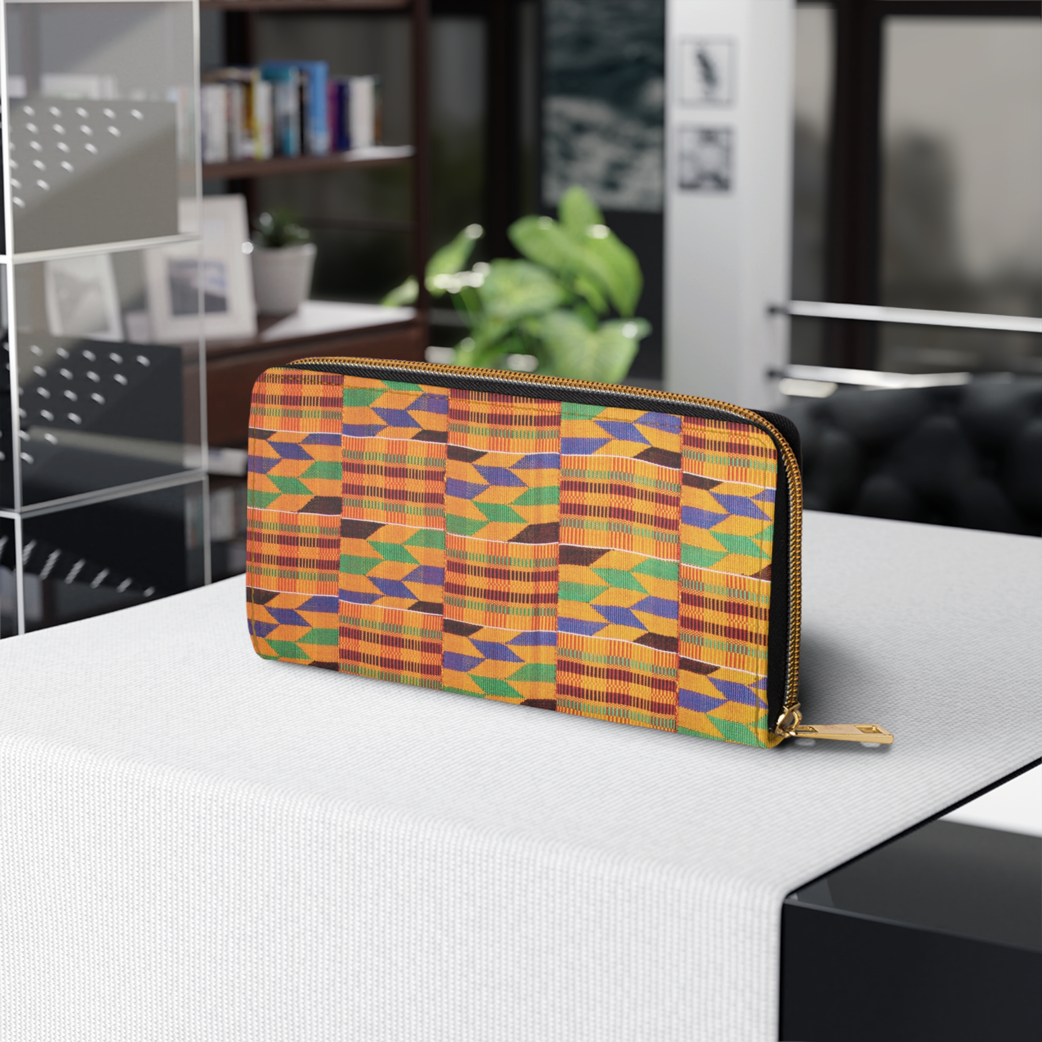Kente Print Zipper Wallet
