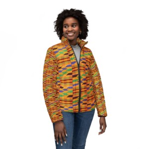 Kente Print Women’s Puffer Jacket — Support Solar Aid (30% to Solar Lamps and Generators) Kente Print Women’s Puffer Jacket — Support Solar Aid (30% to Solar Lamps and Generators)