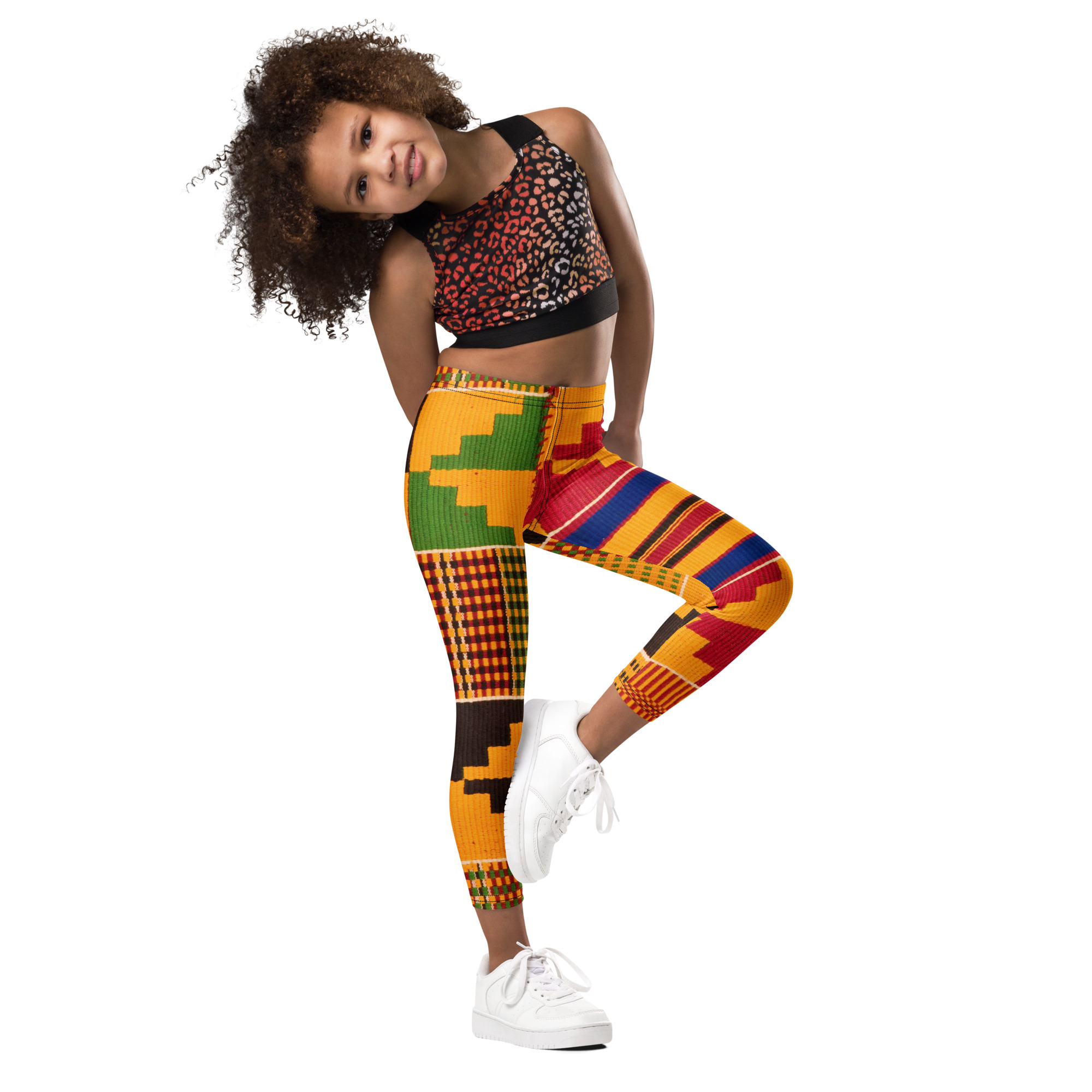 Kente Print Kid's Leggings - Image 2