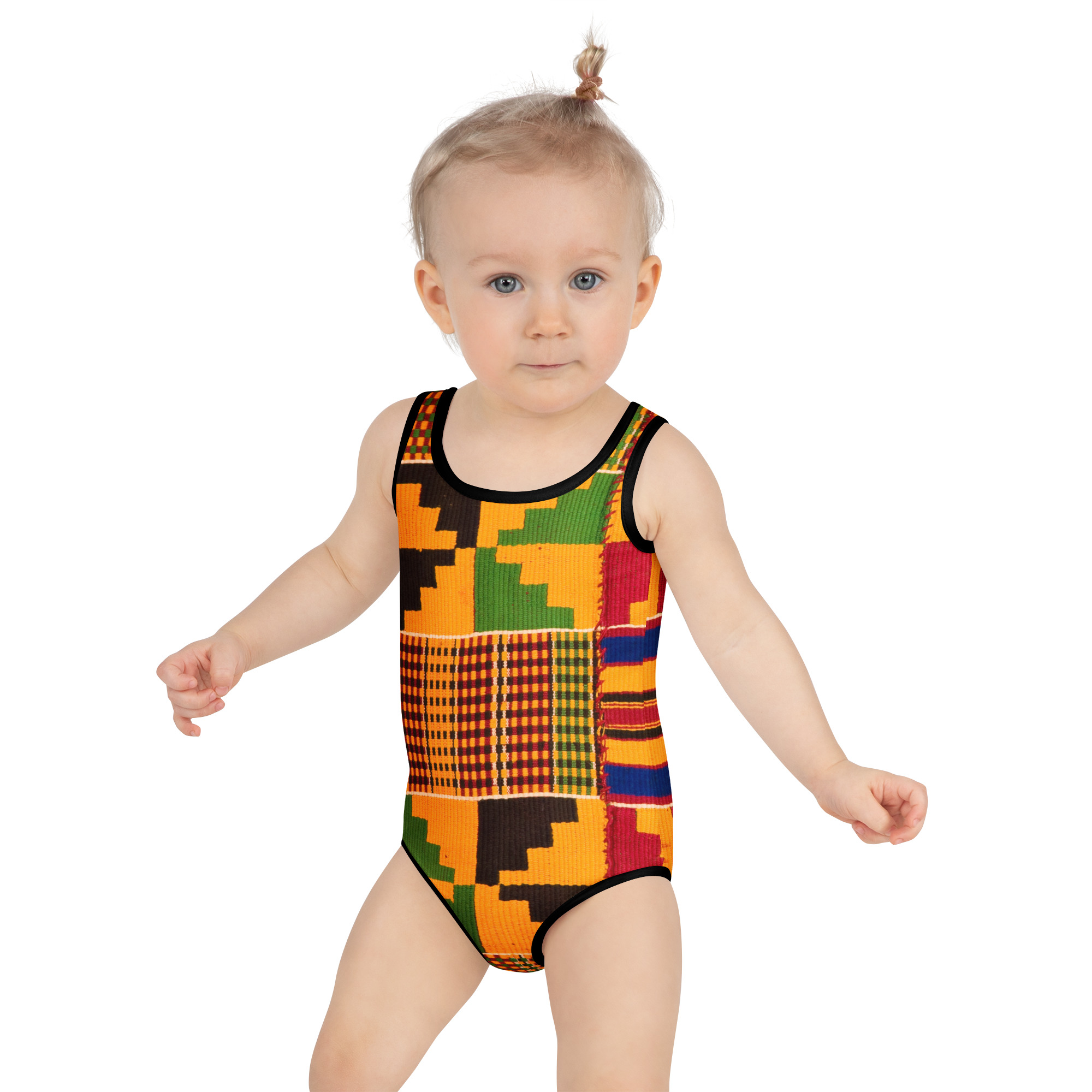 Kente Print Kids Swimsuit - Image 2