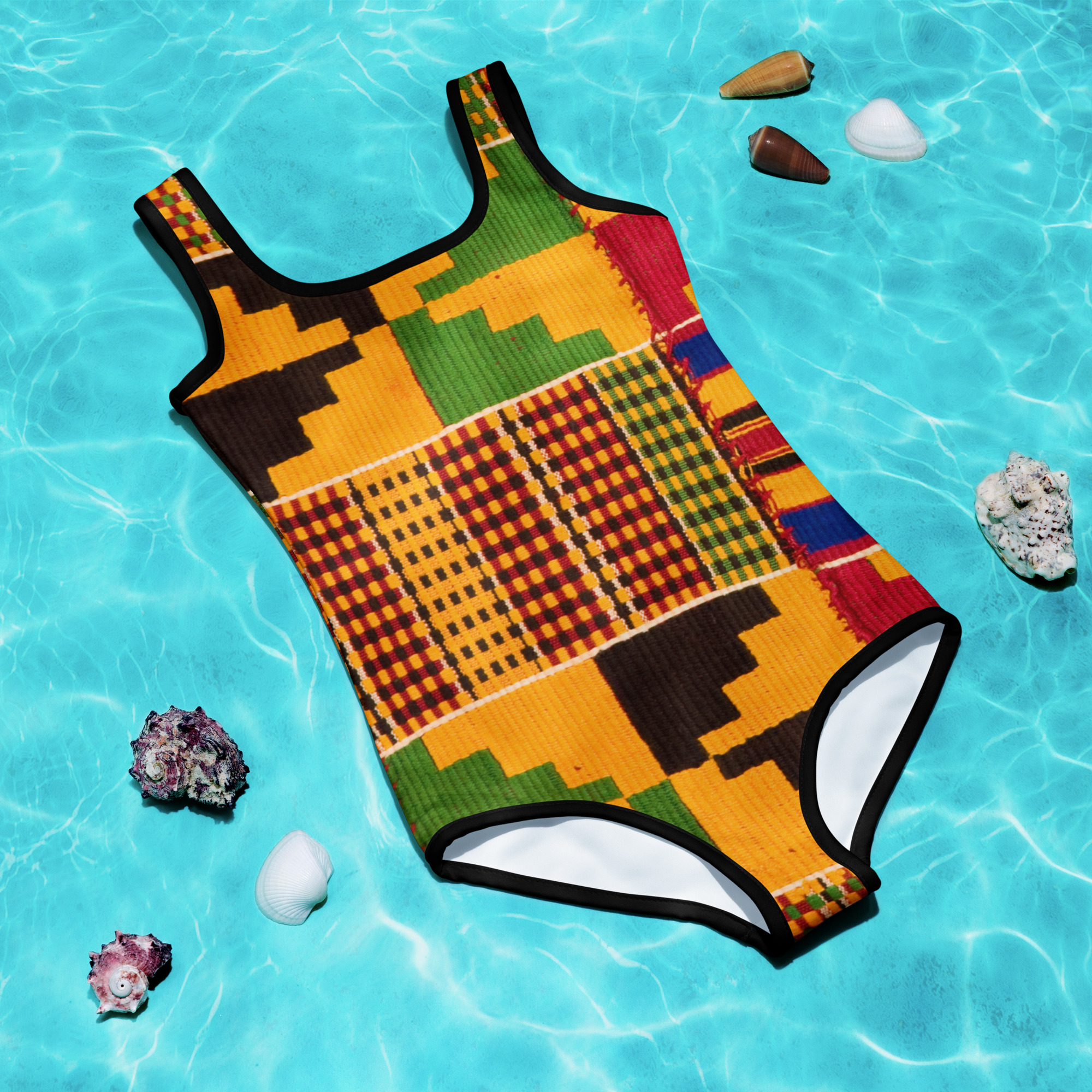 Kente Print Kids Swimsuit - Image 7