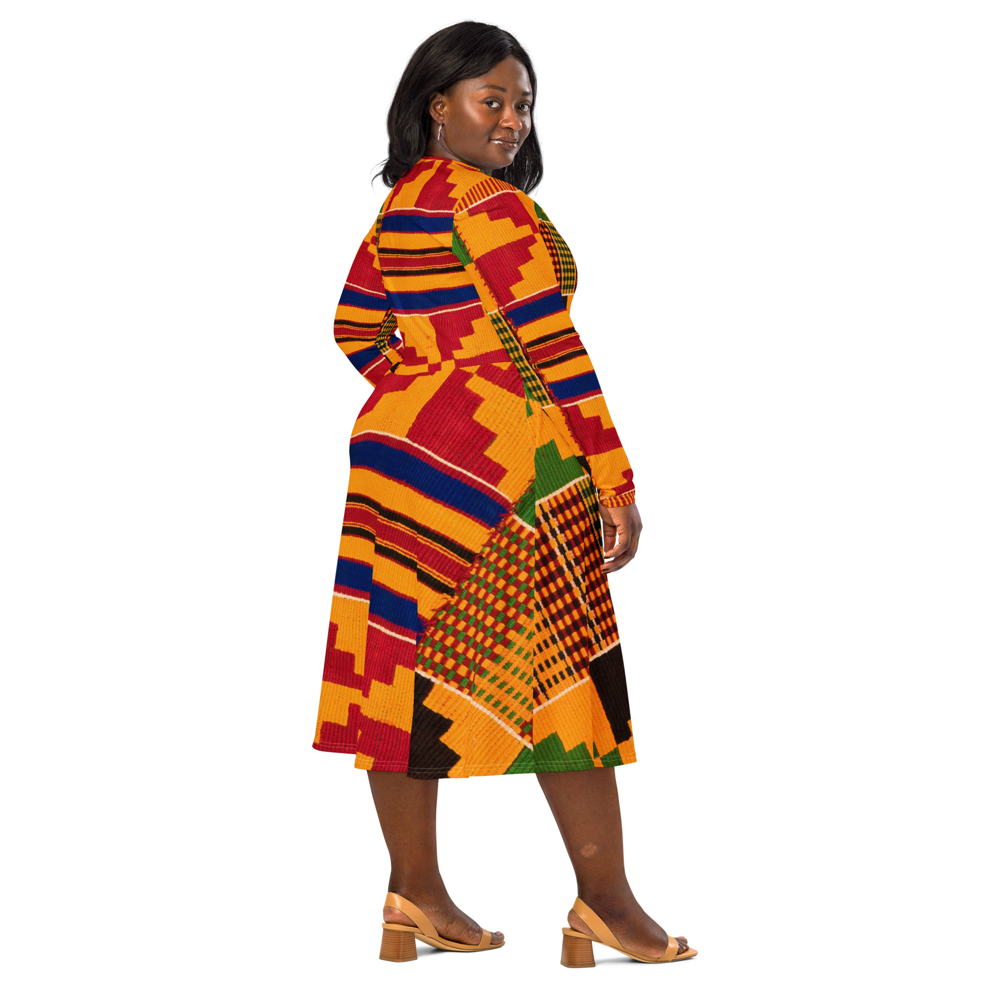 All-over print long sleeve midi dress - Image 2