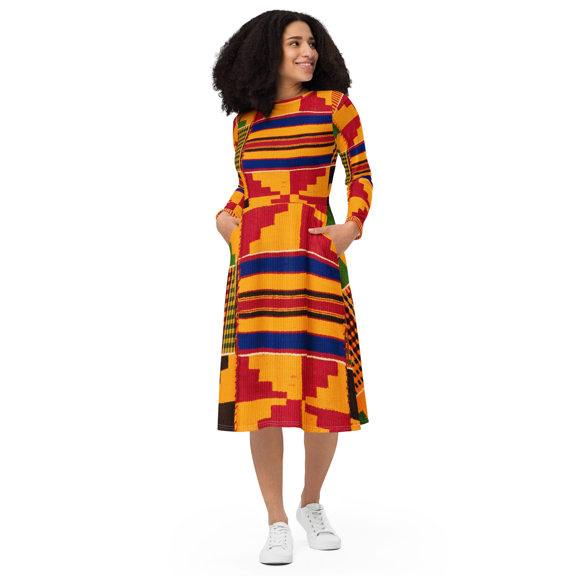 All-over print long sleeve midi dress - Image 6