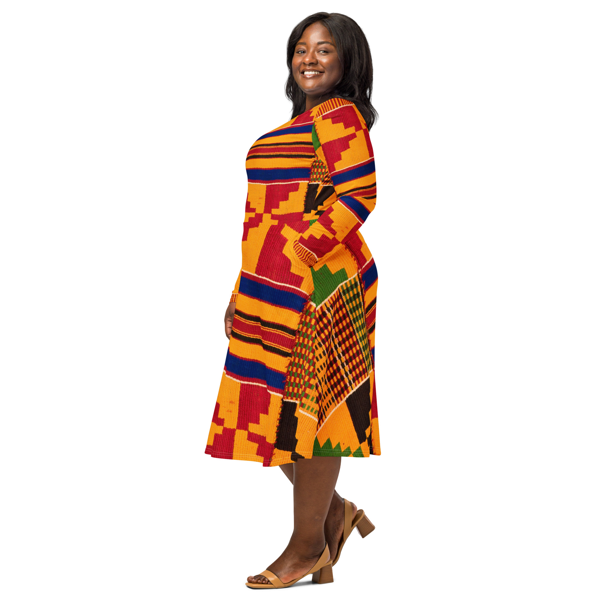 All-over print long sleeve midi dress - Image 8