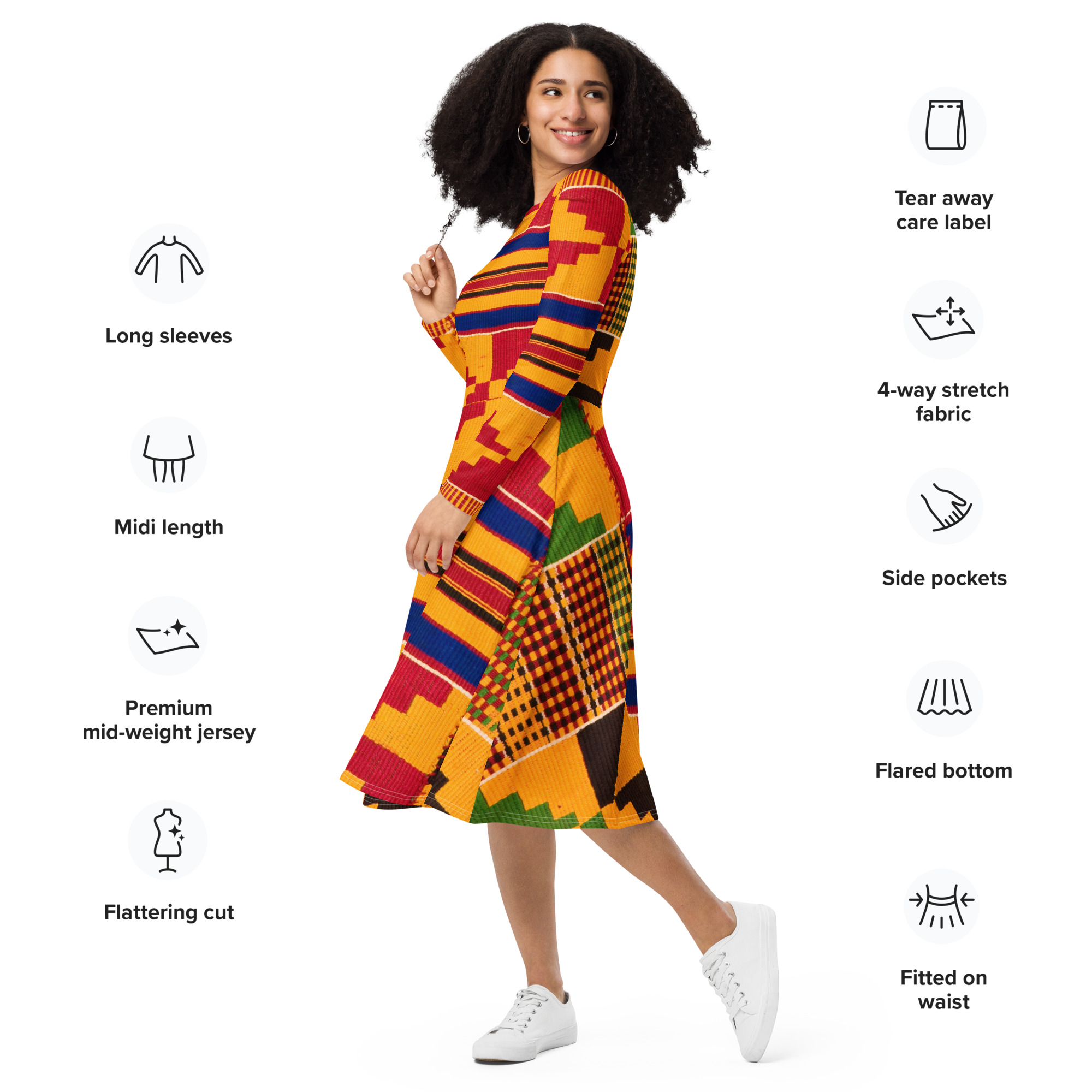 All-over print long sleeve midi dress - Image 7