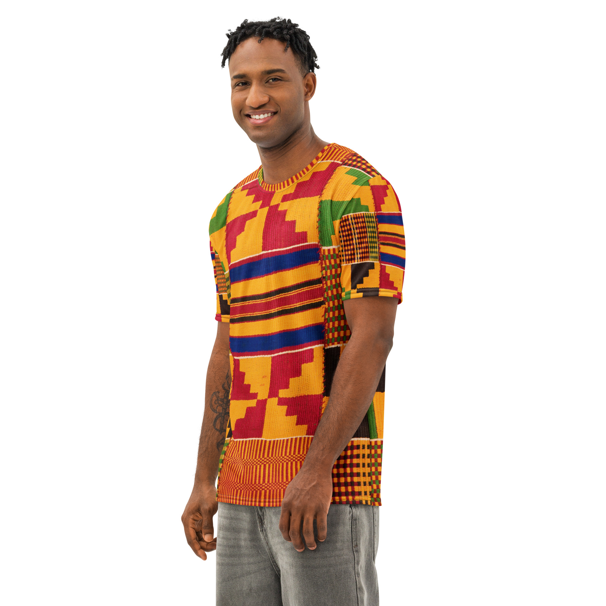 cotton crew neck Kente t-shirt - Image 2
