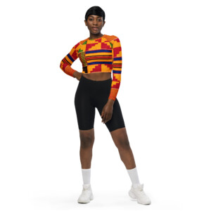 Kente Recycled long-sleeve crop top