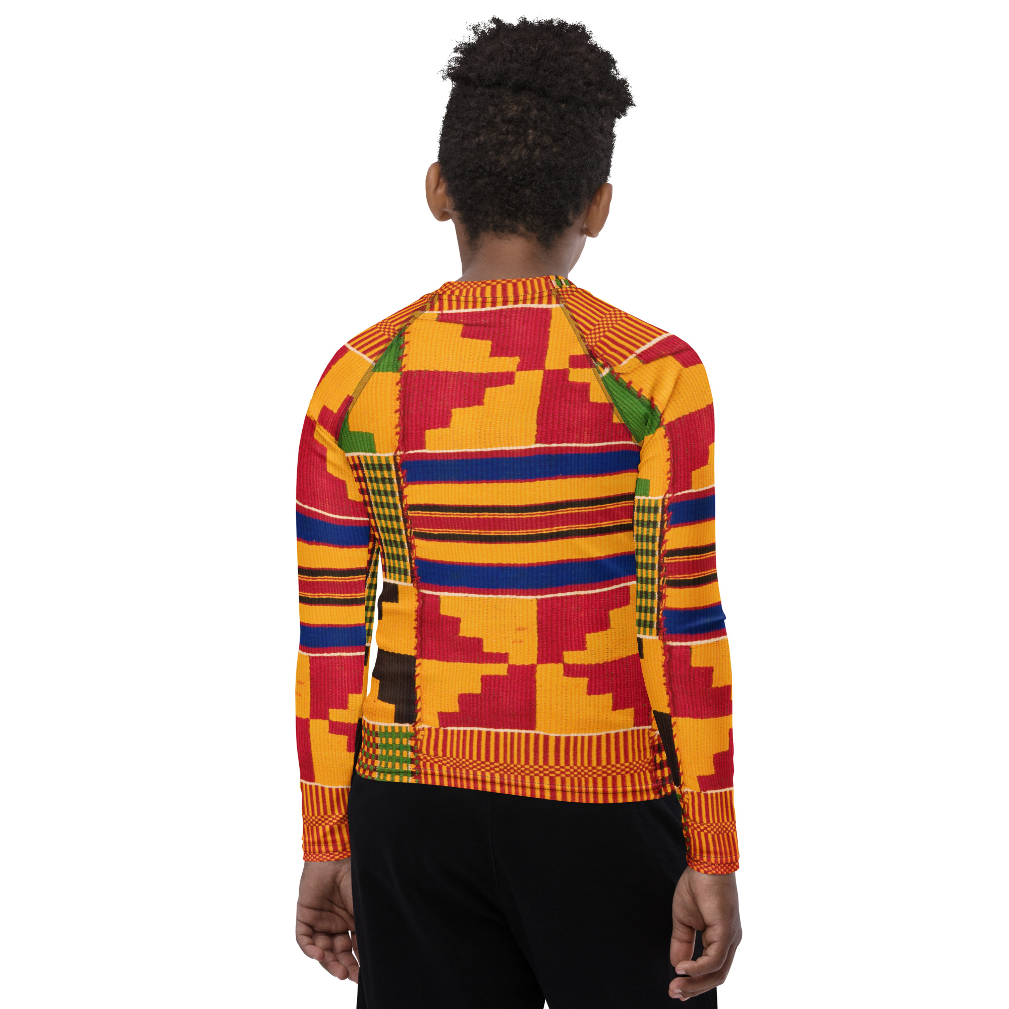 Kente Print Unisex Youth Rash Guard - Image 3