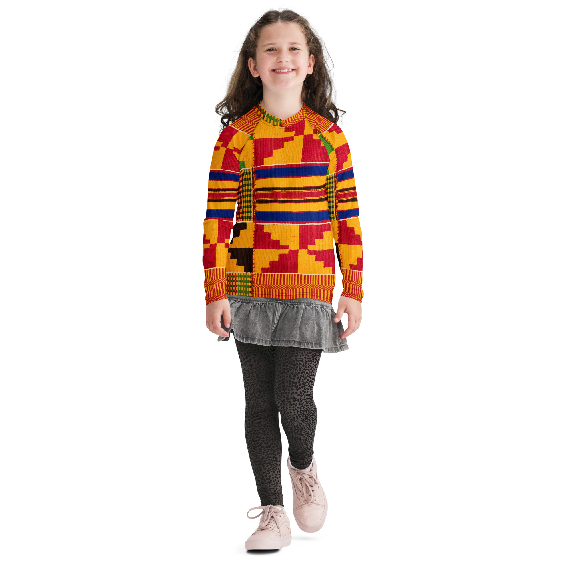 Kente Print Unisex Youth Rash Guard - Image 5