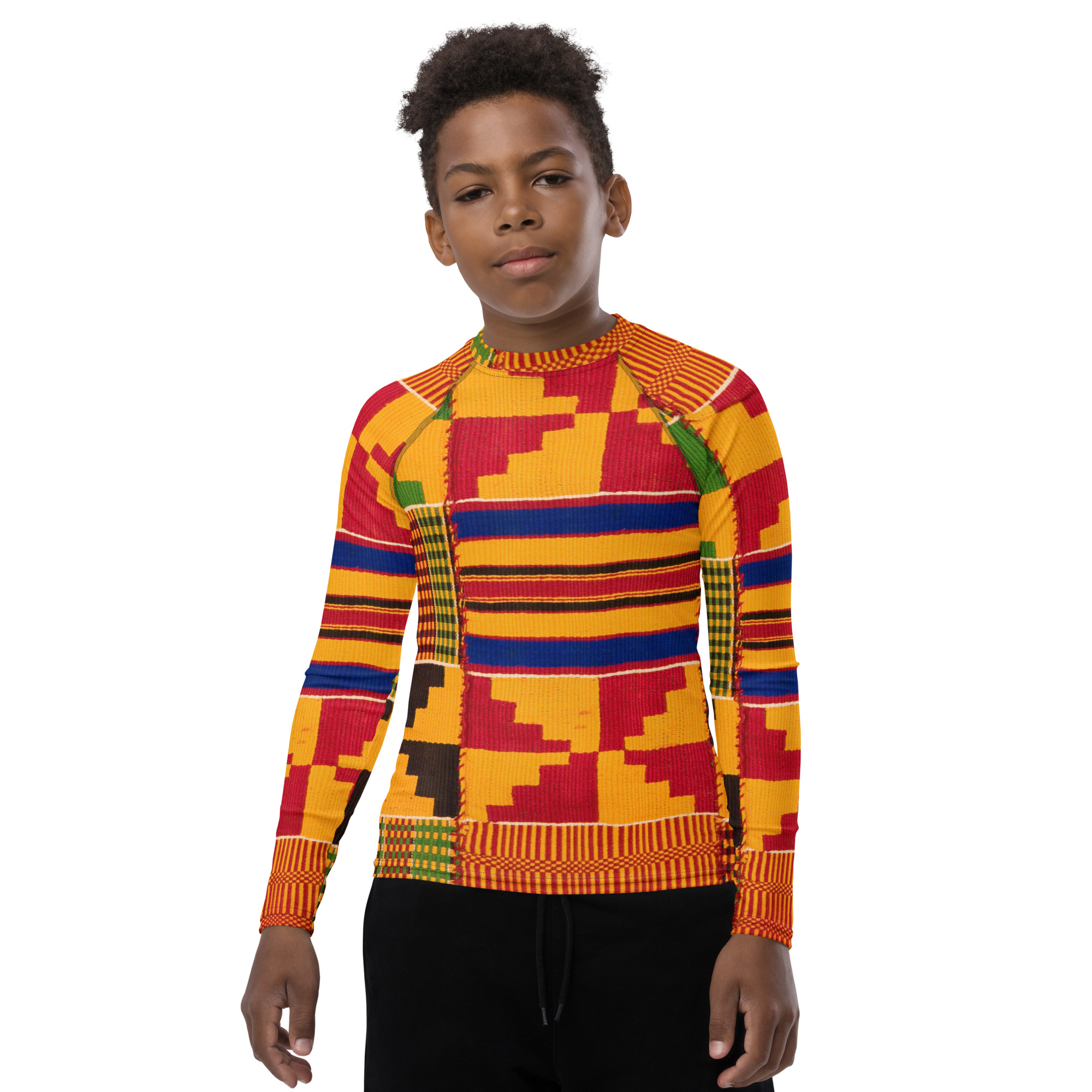 Kente Print Unisex Youth Rash Guard - Image 6
