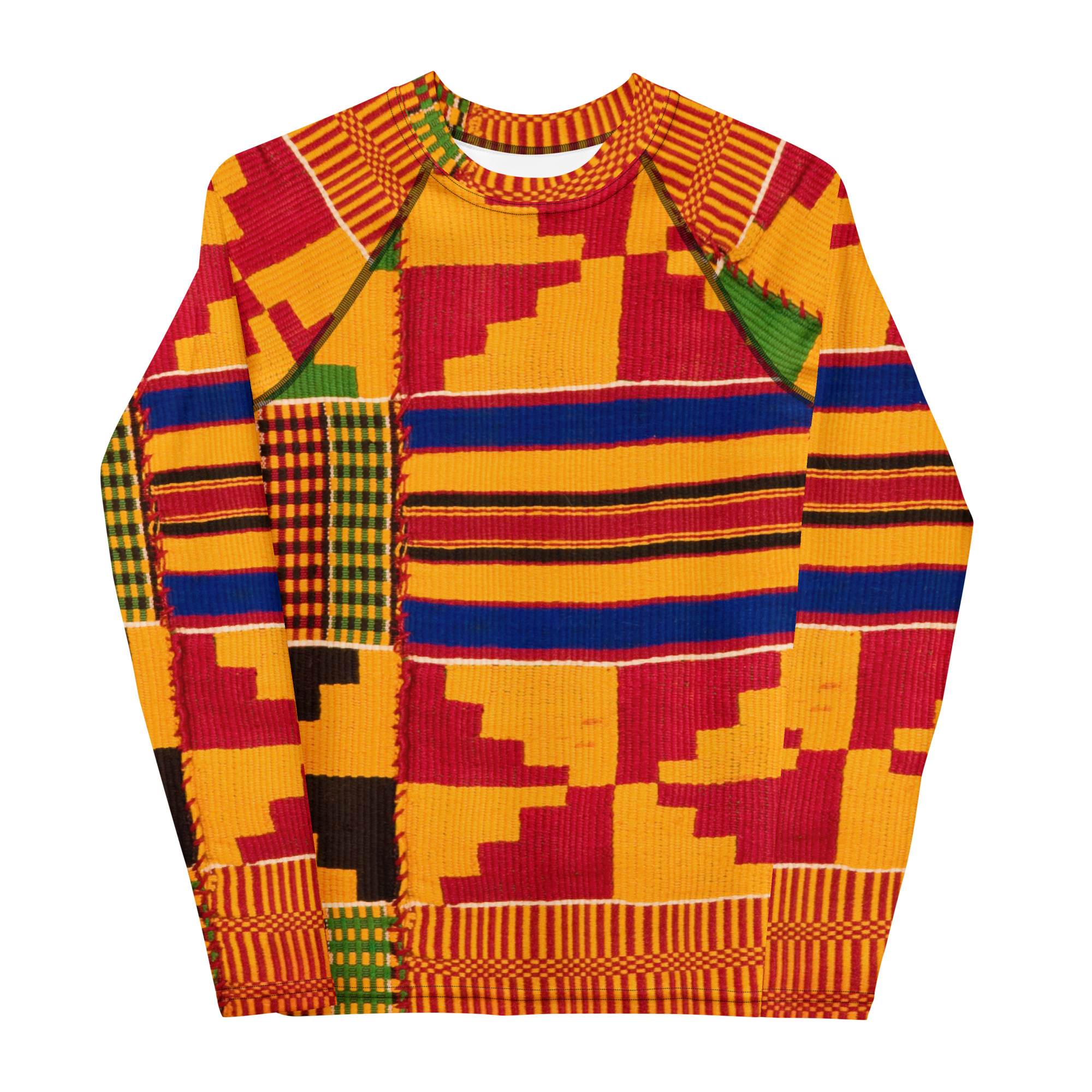 Kente Print Unisex Youth Rash Guard - Image 12