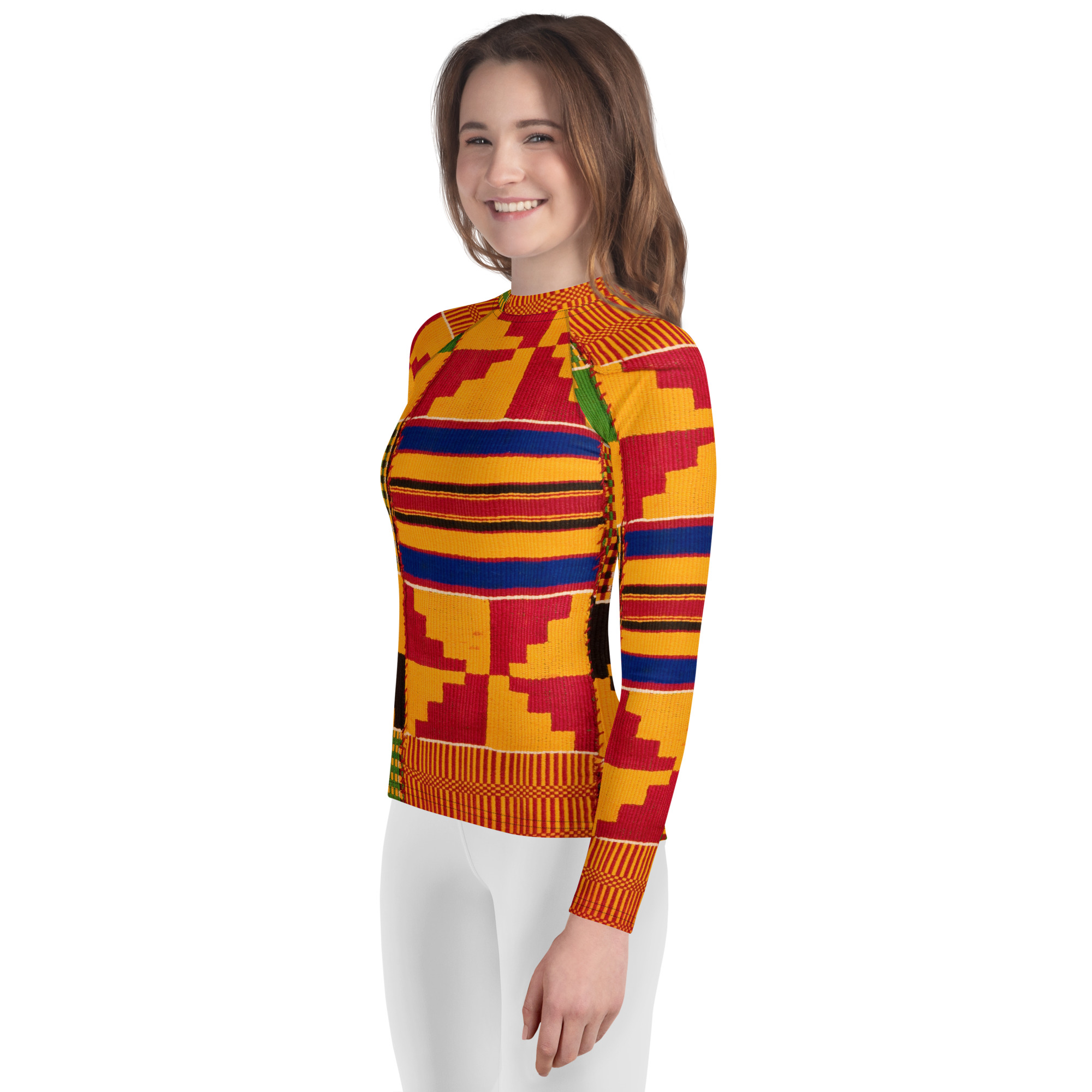 Kente Print Unisex Youth Rash Guard - Image 7